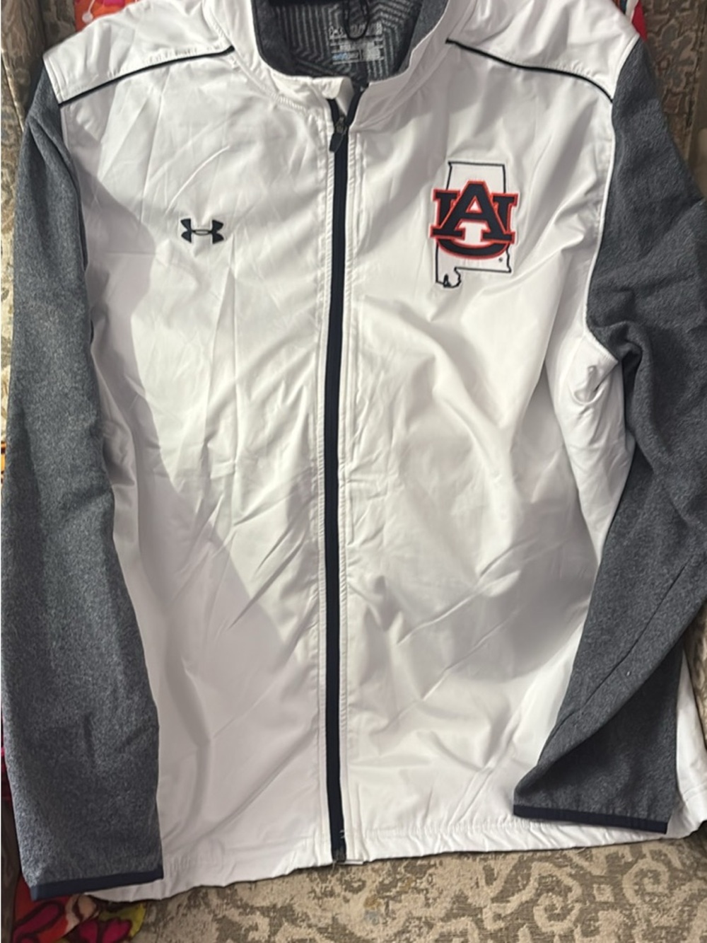 Under Armour White & Gray Auburn AU Light Jacket